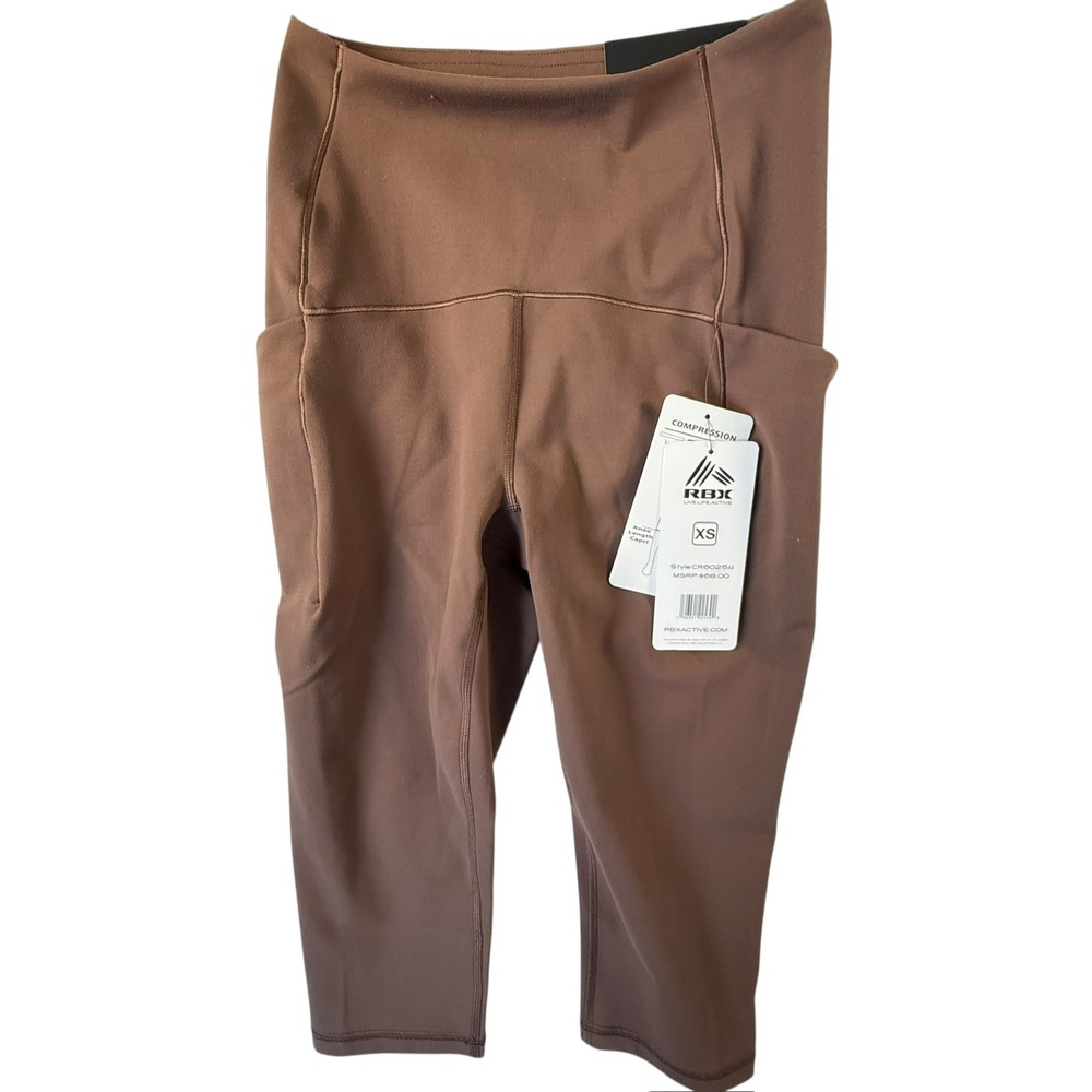 RBX Active Capri Leggings Mens XS Brown NEW Soft Touch Compression CR60254
